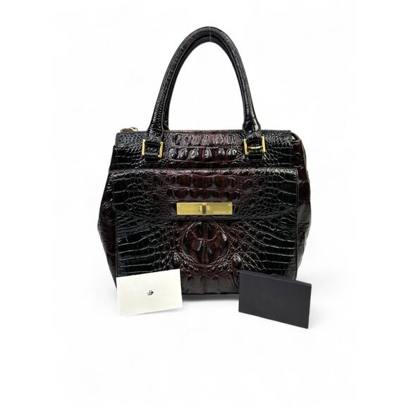 Brahmin Malia Satchel In Cocoa Melbourne Crocodile Embossed Leather - Picture 16 of 16